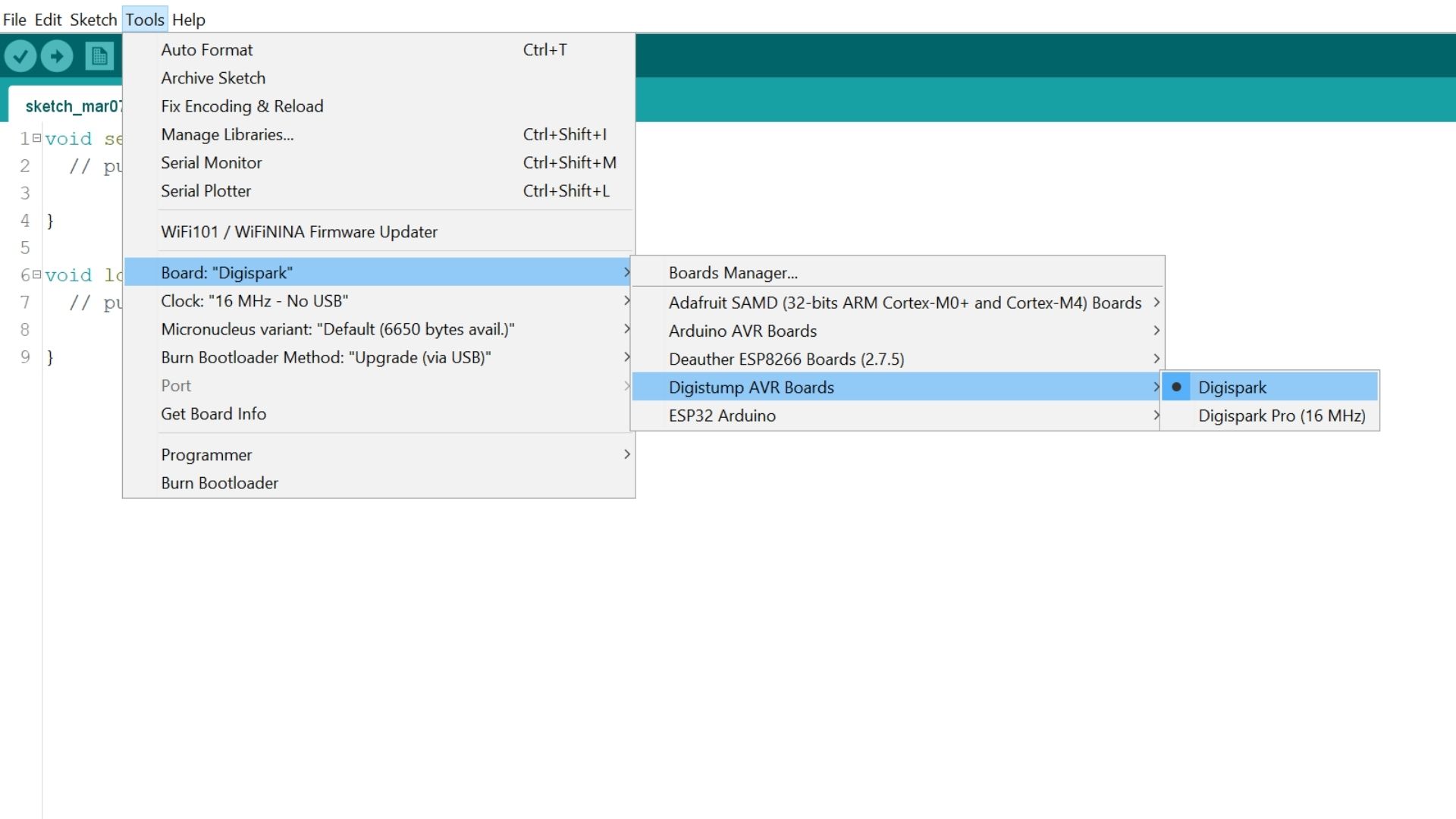 Select Board Screenshot