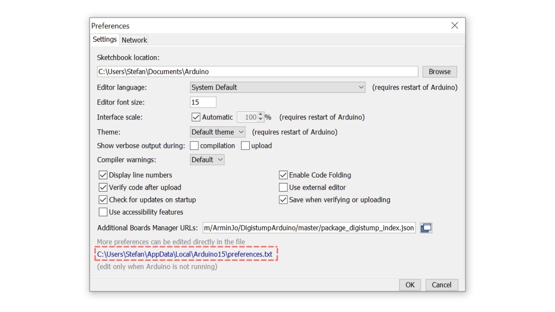 Arduino IDE Path setting