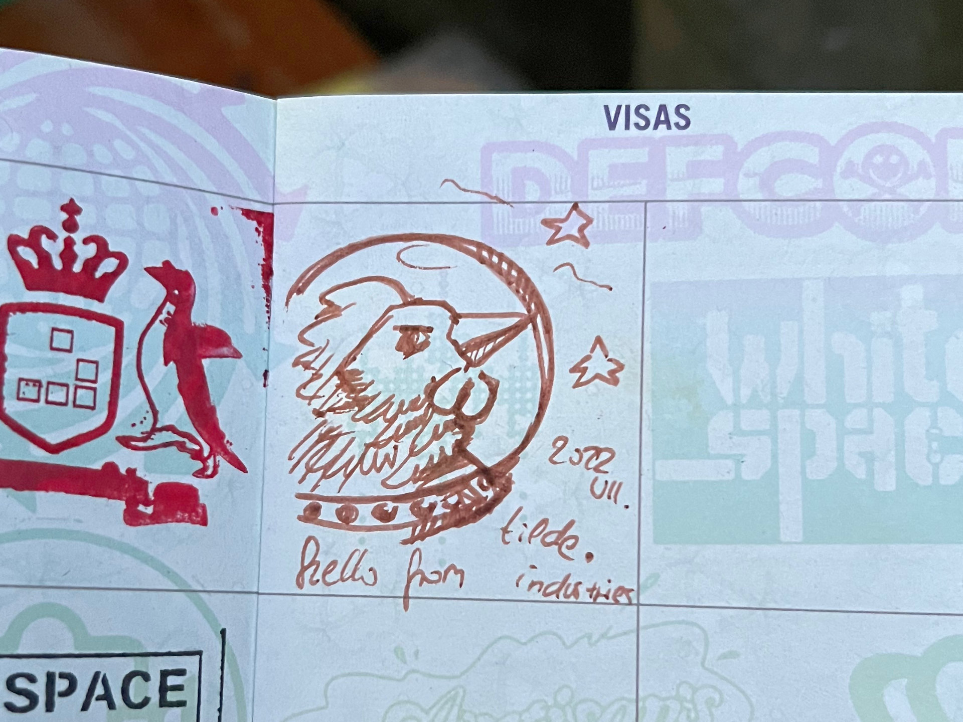 Spacehuhn drawing in Hackerspace Passport