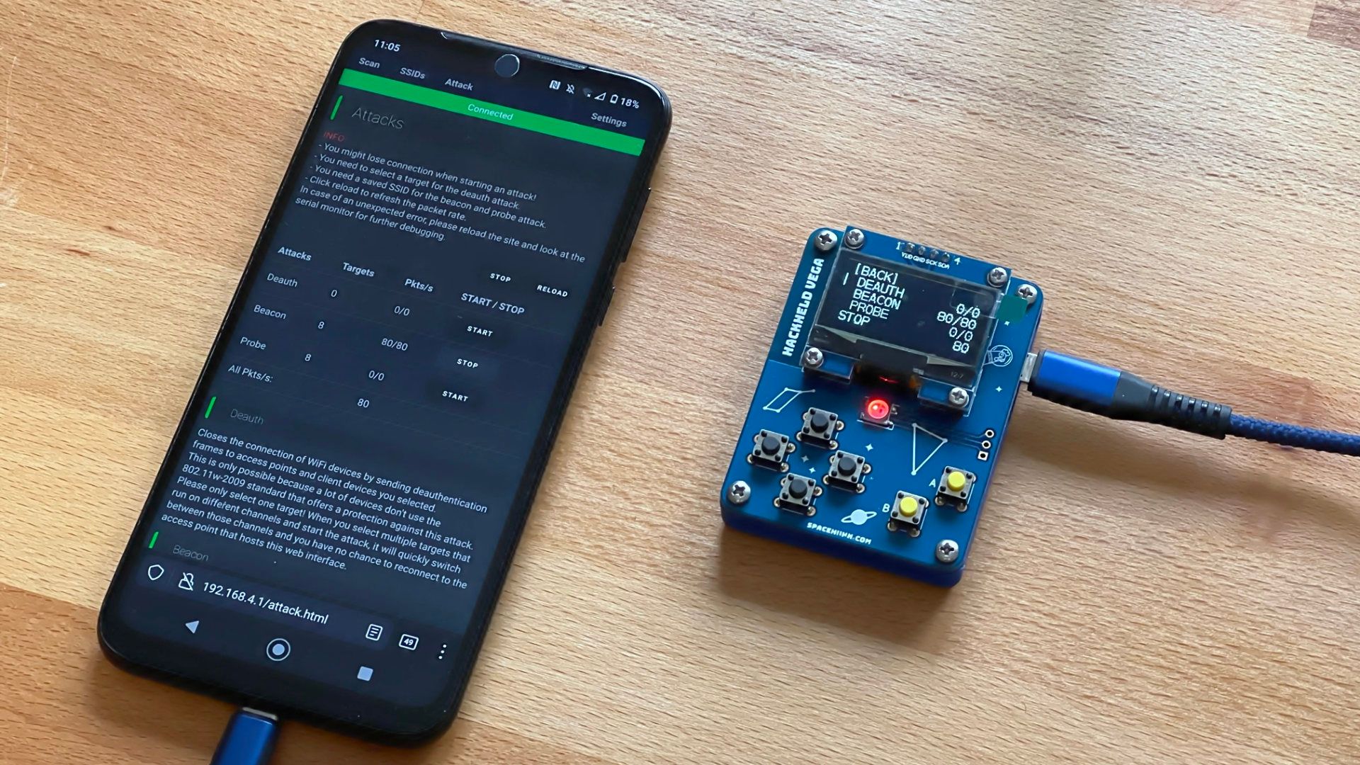 Using Deauther V2 Web-Interface on an Android phone