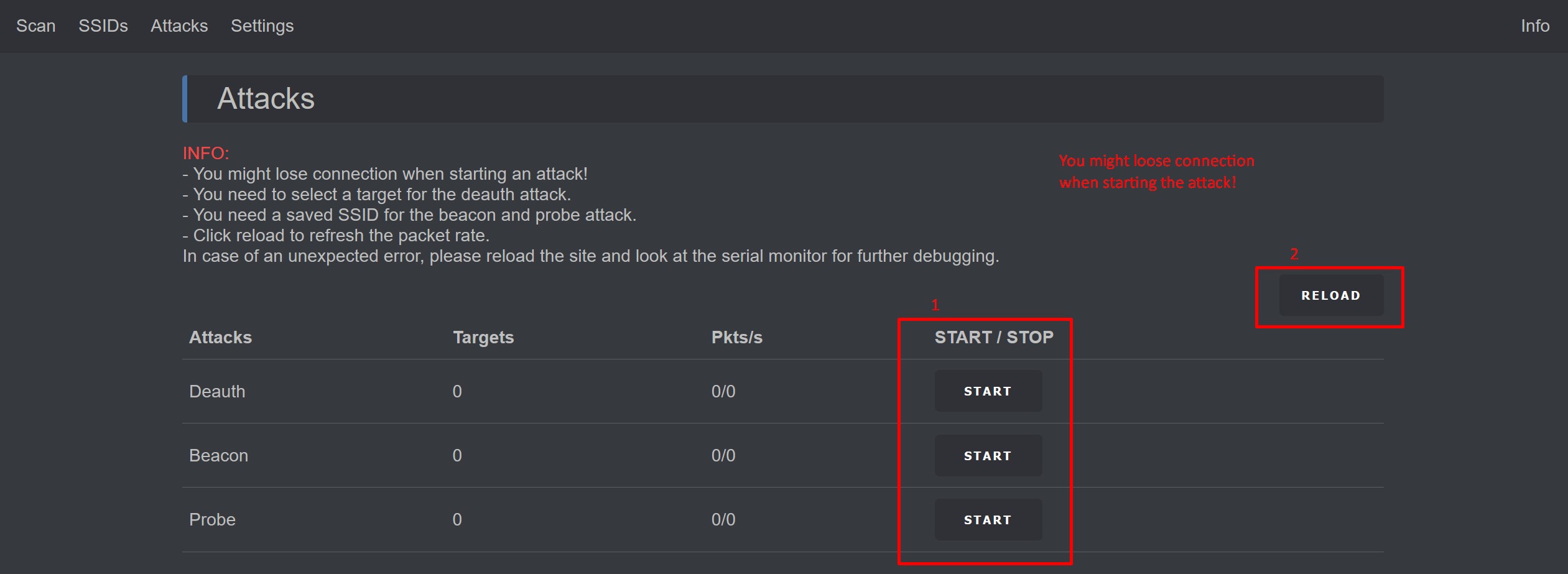 Deauther Attack Page