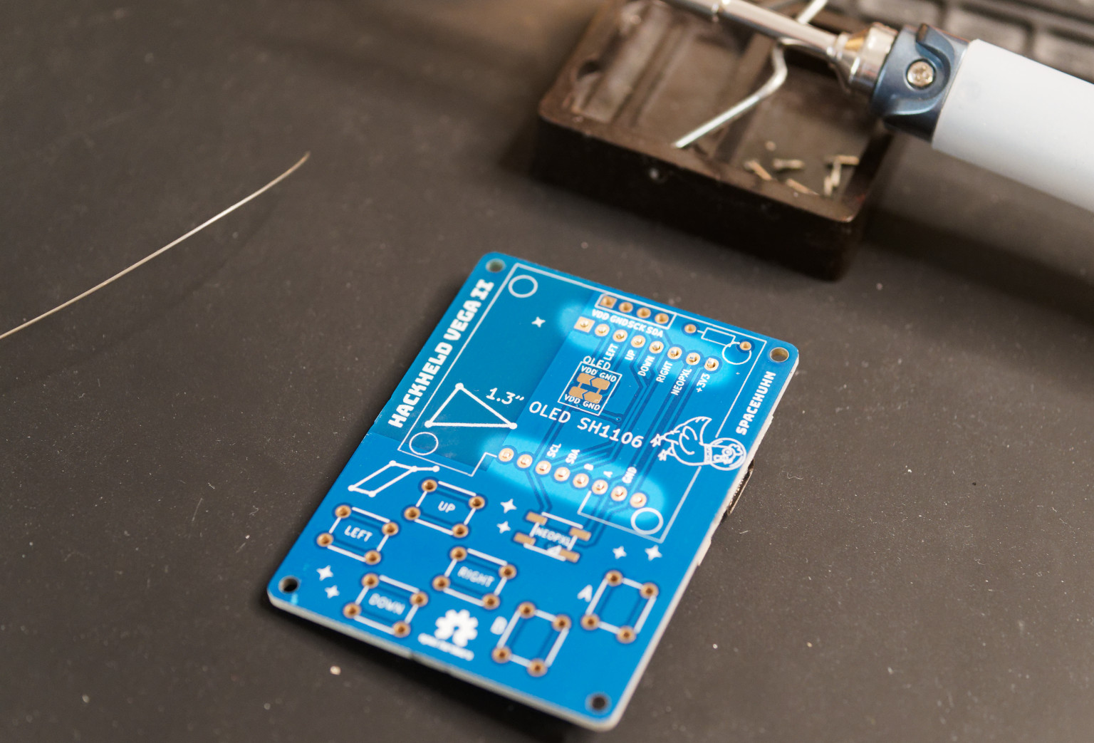 HackHeld PCB top with D1 Mini unsoldered