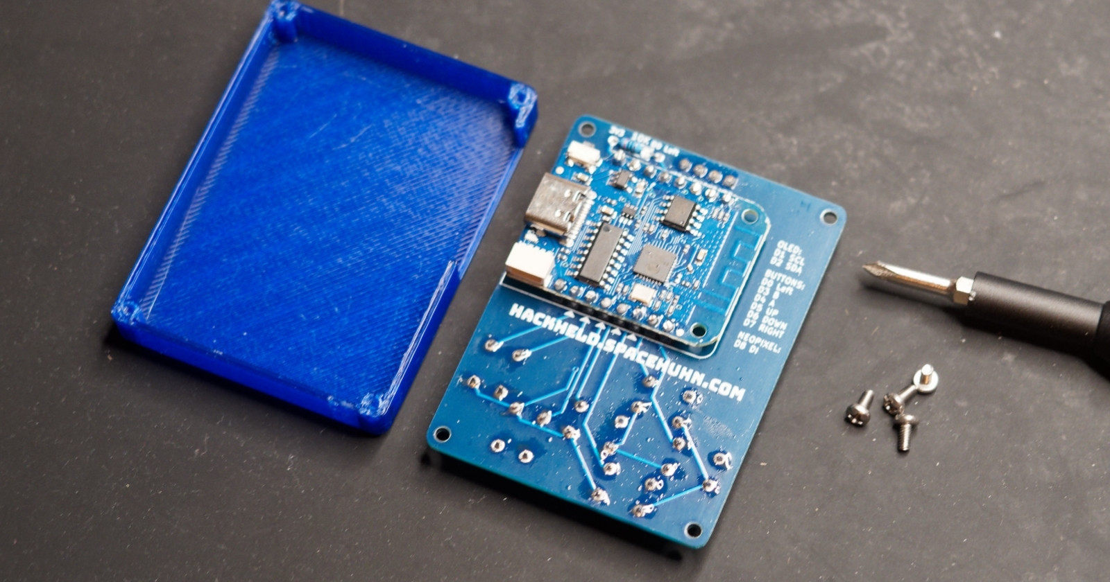 HackHeld with unscrewed case