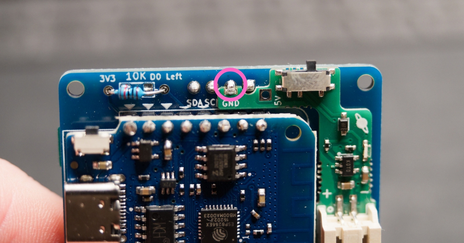GND Solderpoint of hackheld battery mod