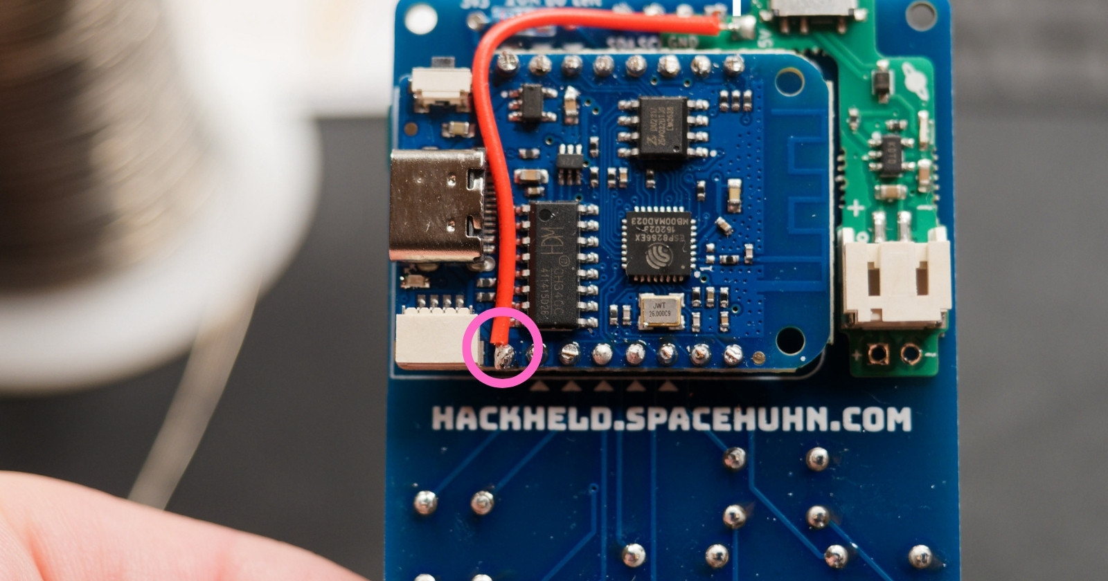 5V solder point of D1 Mini