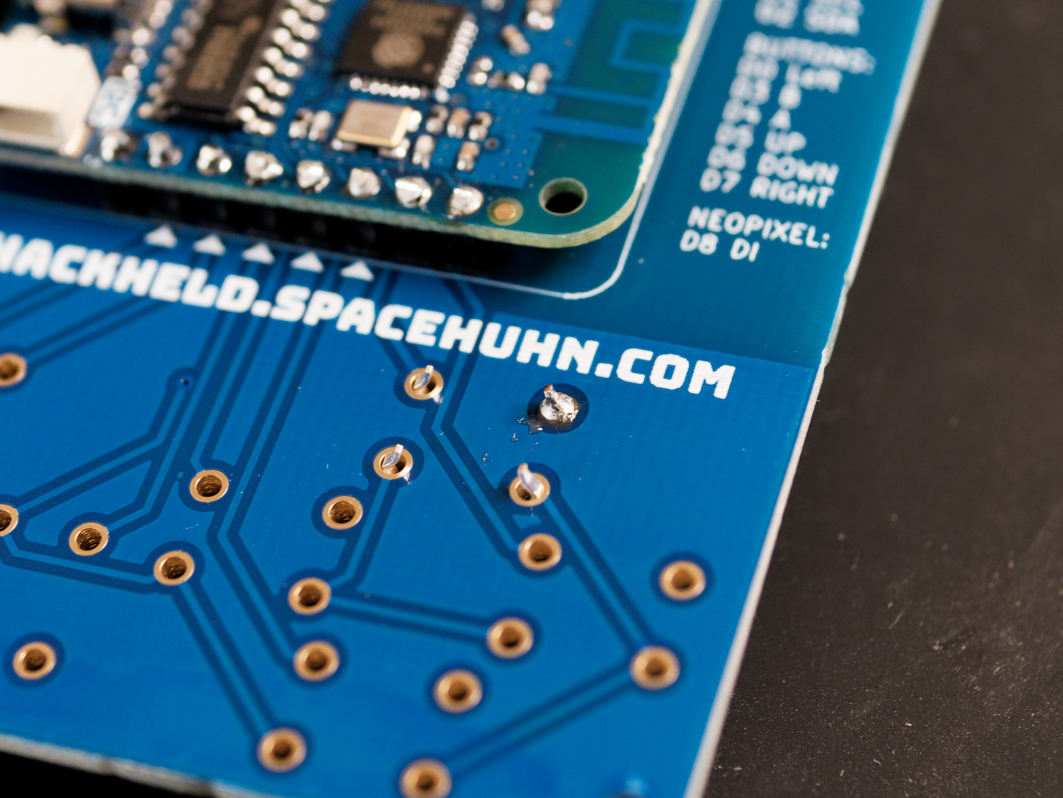 HackHeld button with one soldered leg