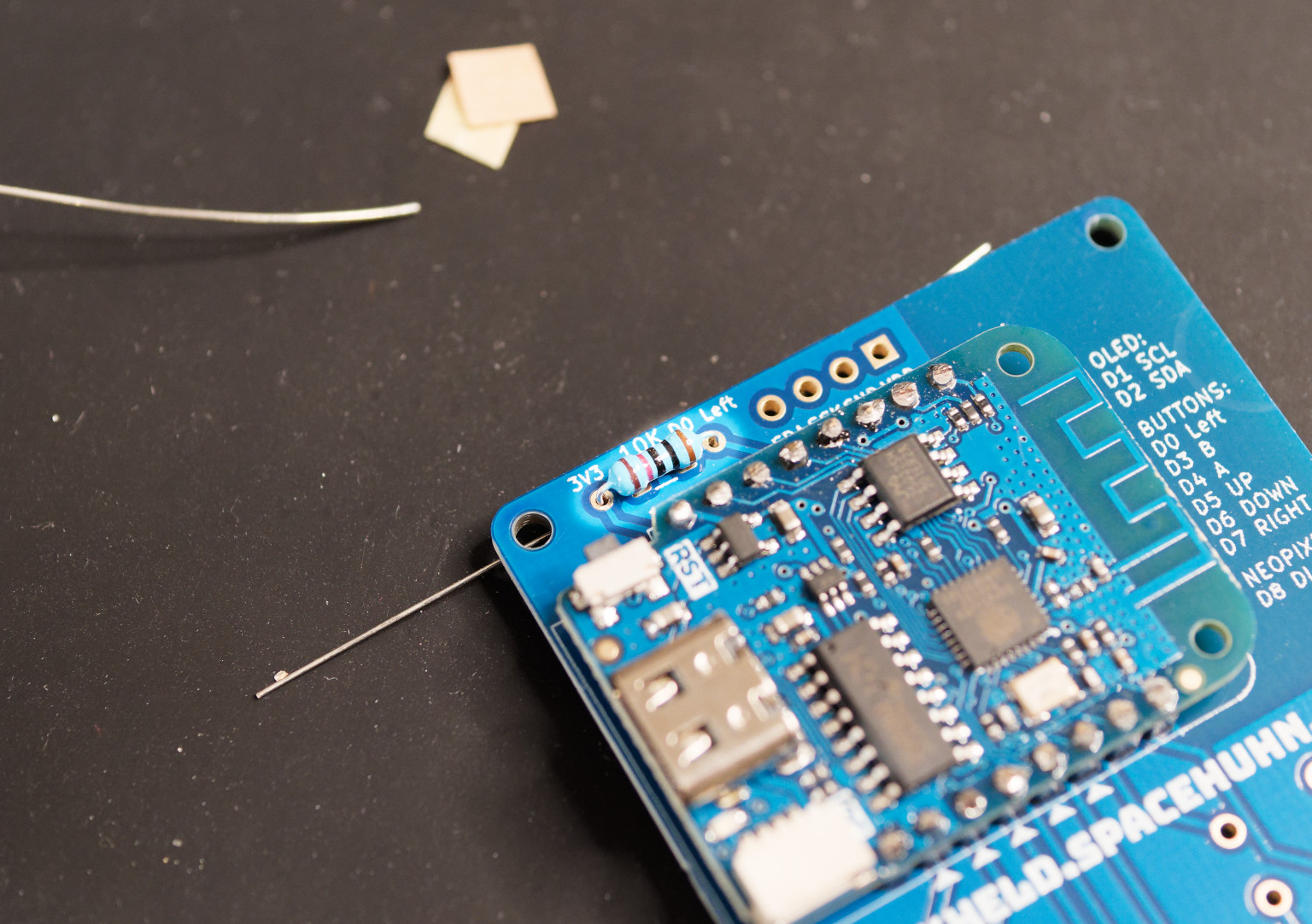 HackHeld Vega with placed resistor