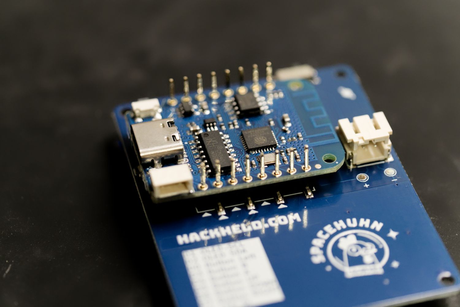 HackHeld PCB with inserted D1 Mini