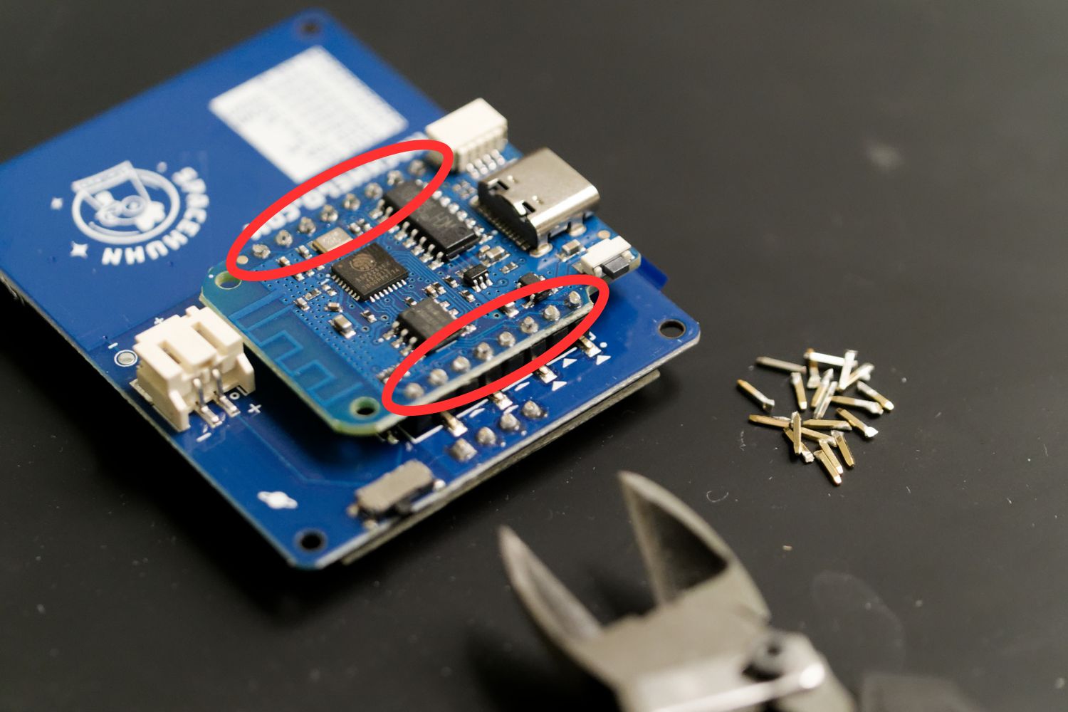 Cut excess length of header pins