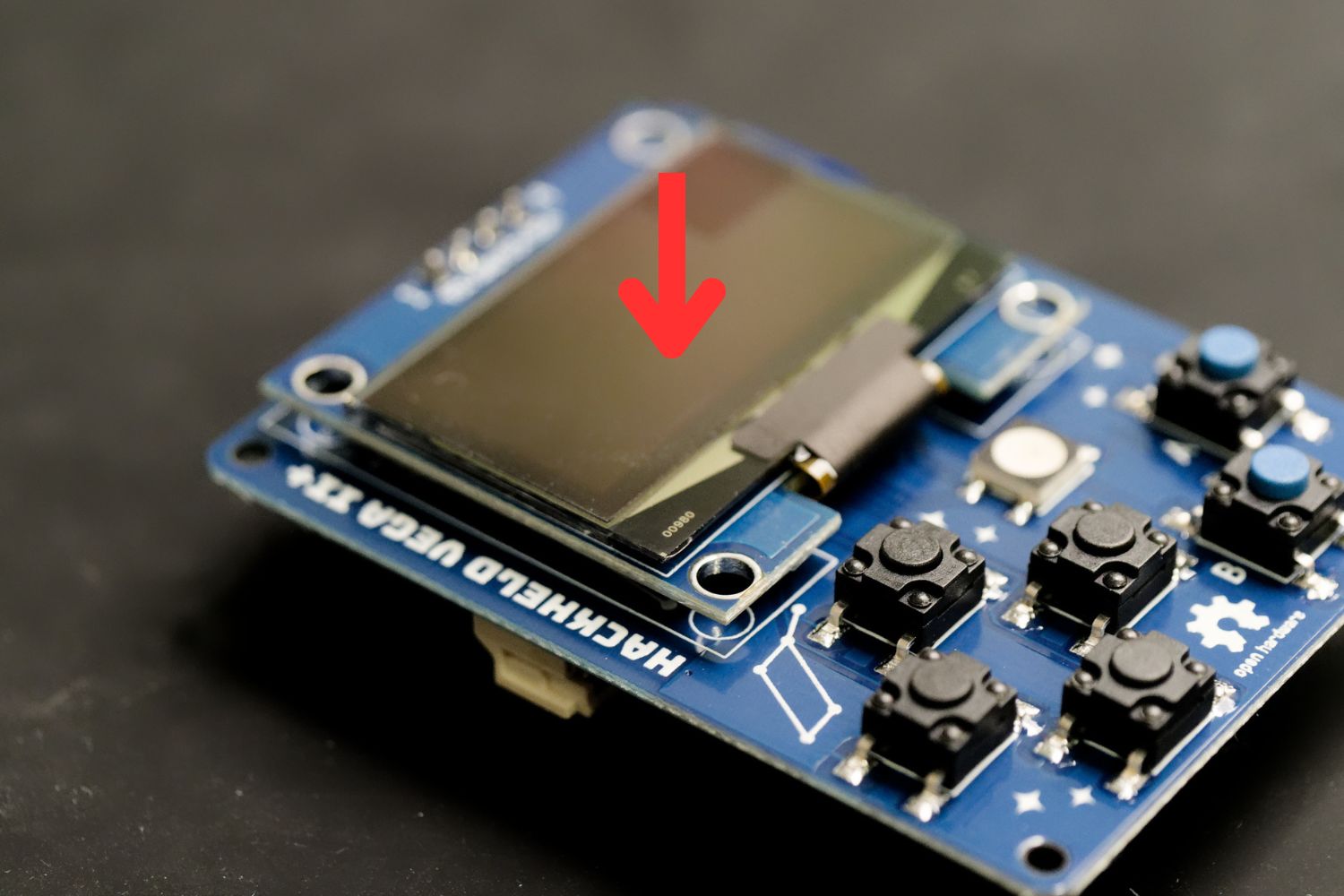 Placing OLED onto HackHeld PCB