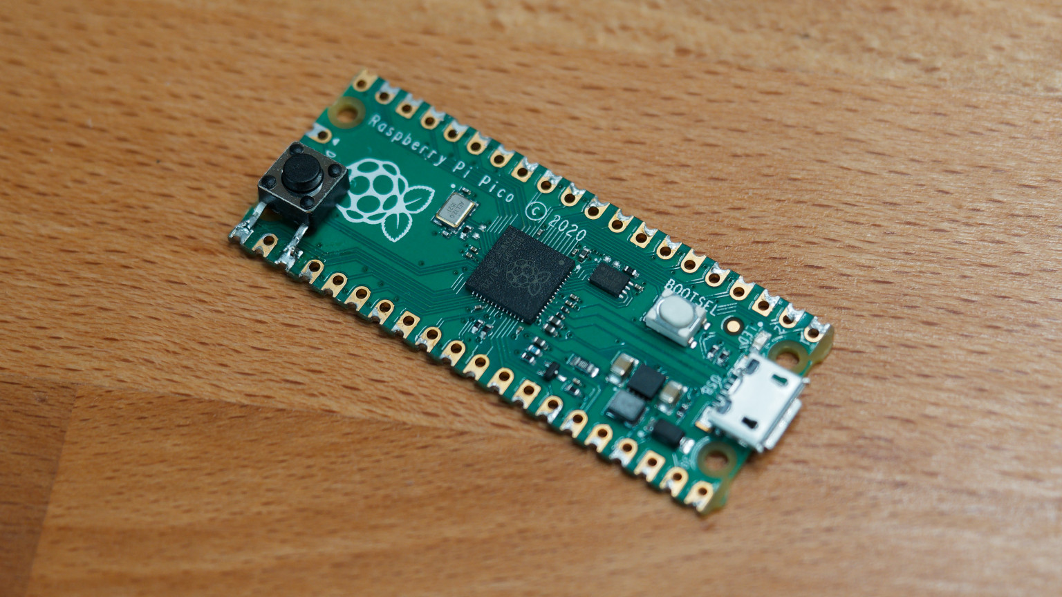 Raspberry Pi Pico with soldered button